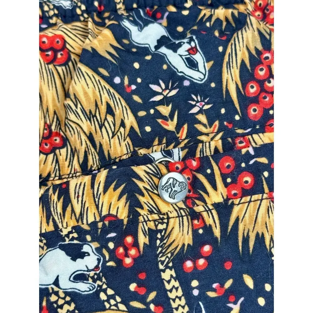 Vintage 90s Big Dogs Men's Large Tropical Palm Tree and Dogs Design Swim Trunks